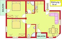 Grundriss Wohnung 1 - Ferienwohnung Gerlosstein